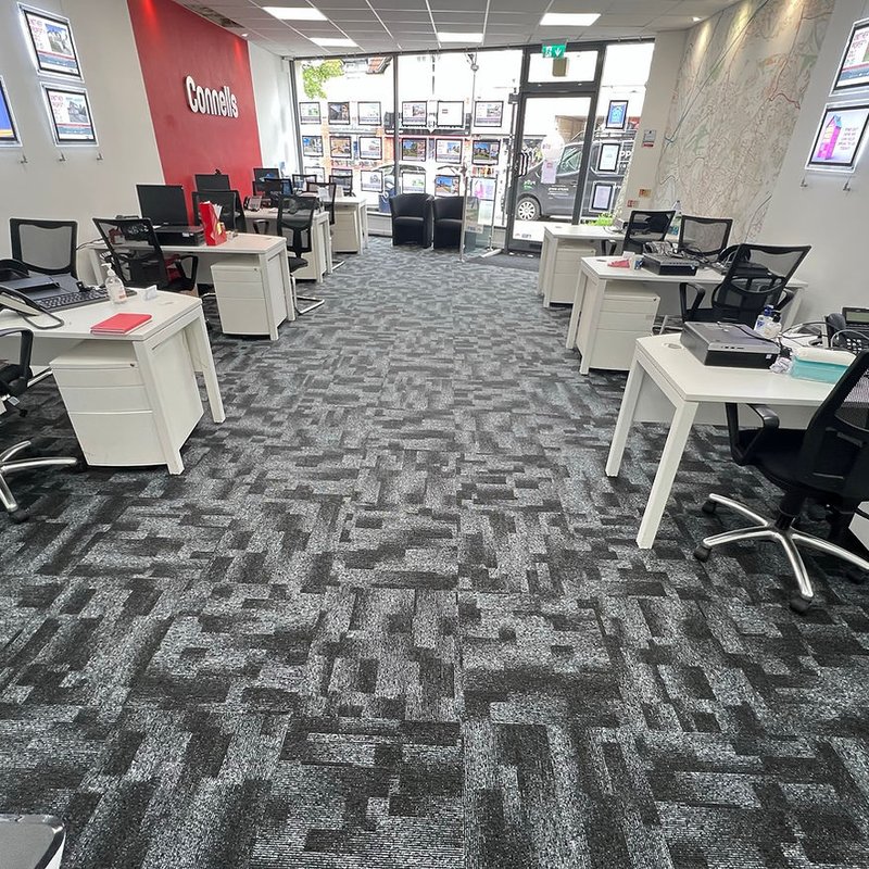 A commercial space featuring carpet tile installed by Carpet and Vinyl in the Cotswolds and Southwest